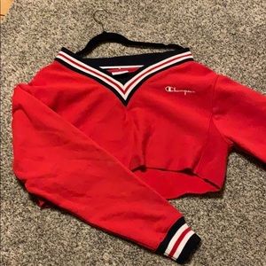 cropped vneck champion sweater